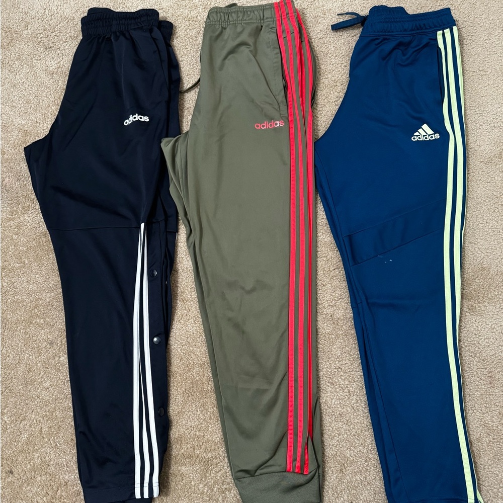 3 adidas track pants size large